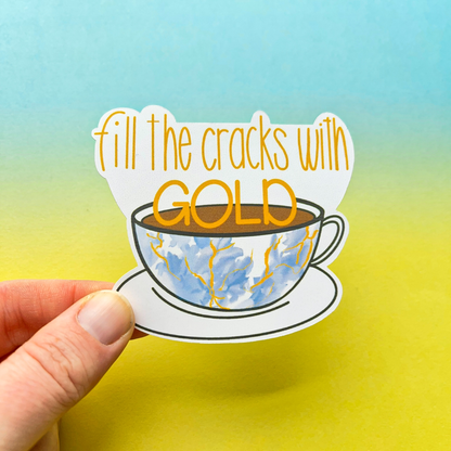 Fill the Cracks with Gold Vinyl Sticker